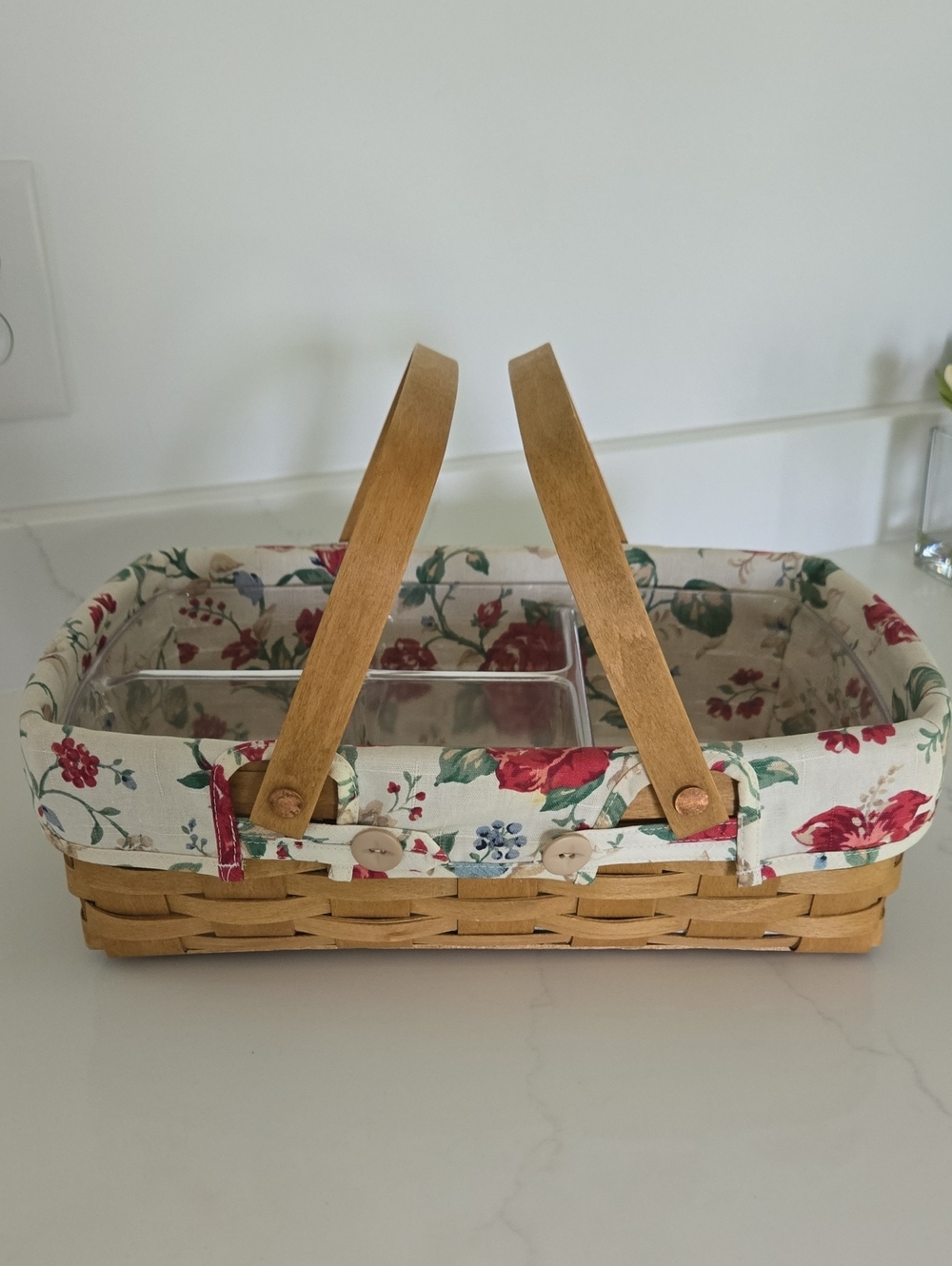 Longaberger Small Gathering Basket with Liner Protector Insert